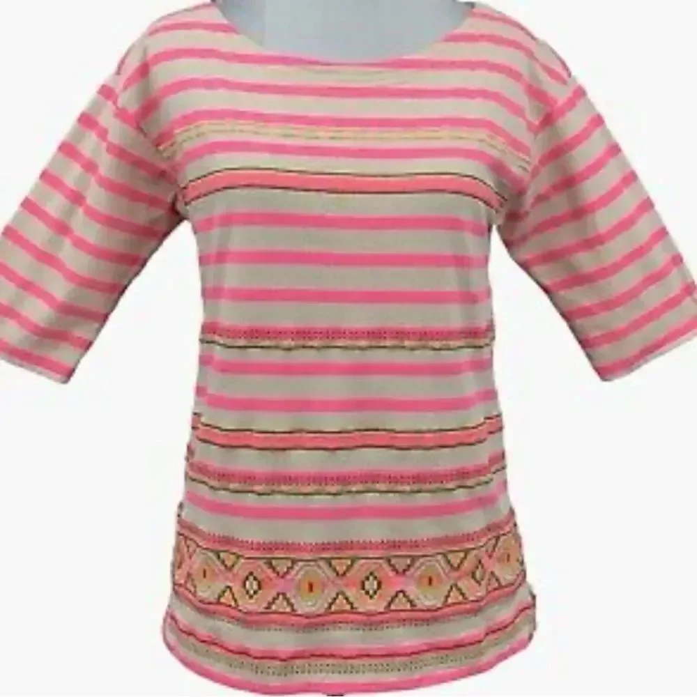 J. Crew Pink Boxy 3/4 Sleeve Blouse
